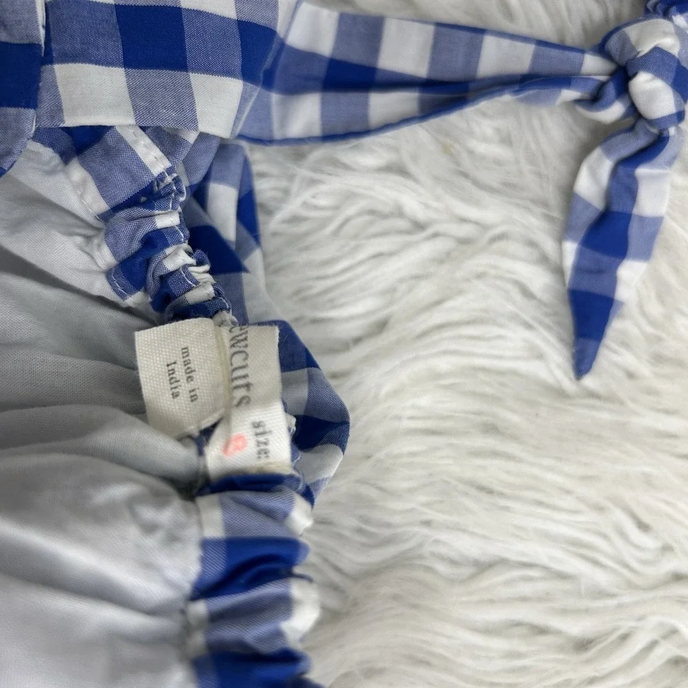 J. Crew Crewcuts Blue Gingham Dress‎ Tiered Ruffle Classic Size 8 French Picnic